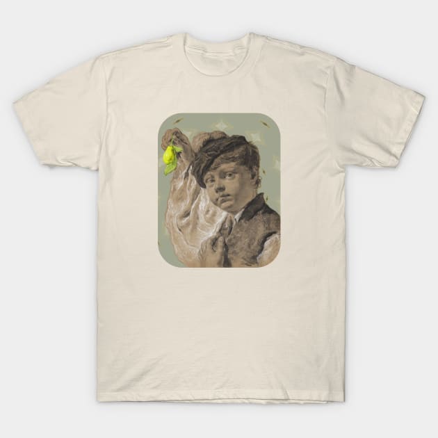 A Boy Holding a Pear T-Shirt by quingemscreations